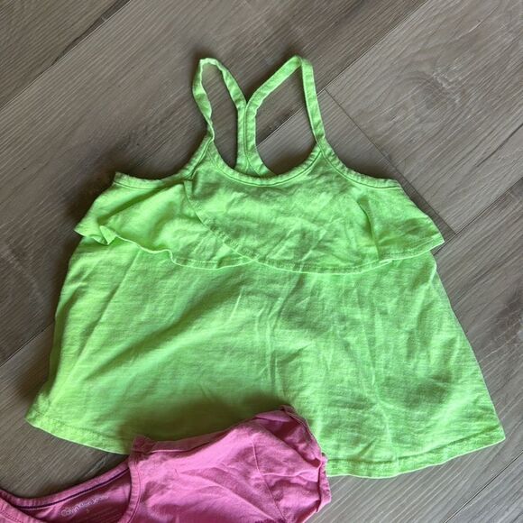 Calvin Klein Pink Two Tone Fringe Top & Neon Strappy Tank Size 5 - Picture 5 of 7